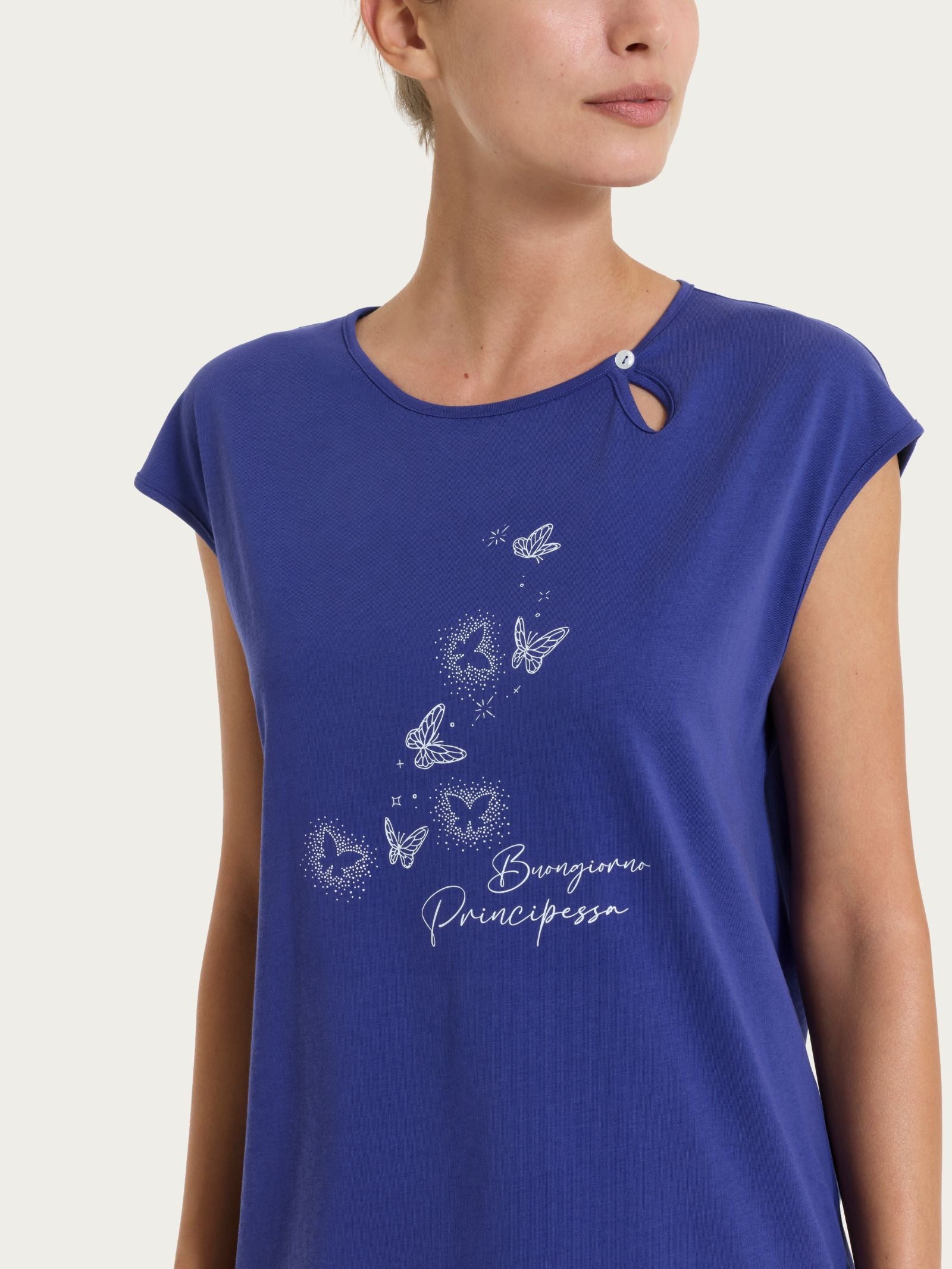 Ragno Jersey Pigiama Donna Cotone Pinocchietto Blu Navy Blue