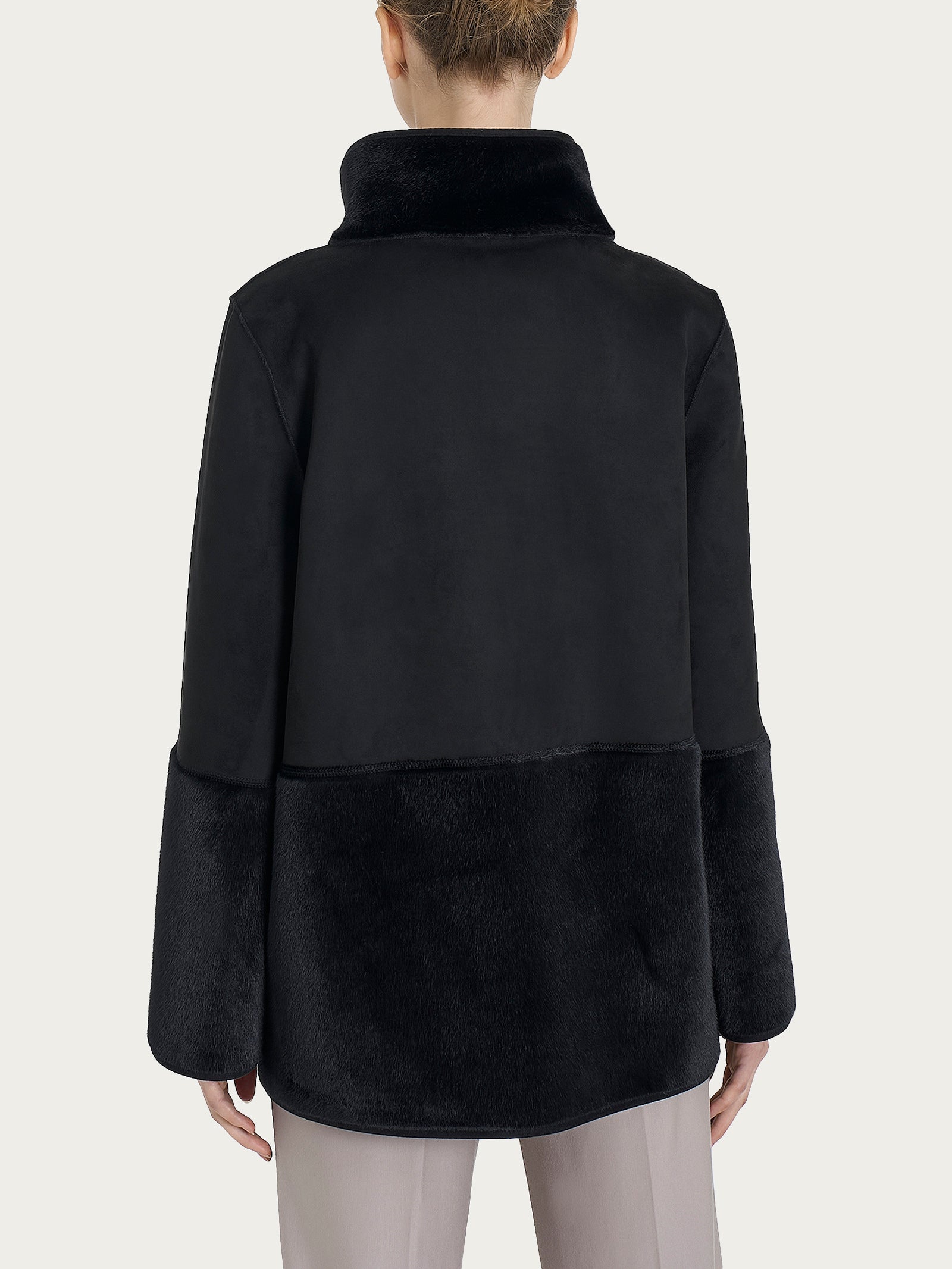 Ragno Vegan Shearling Giacca Lunga Double-Face Nero calda
