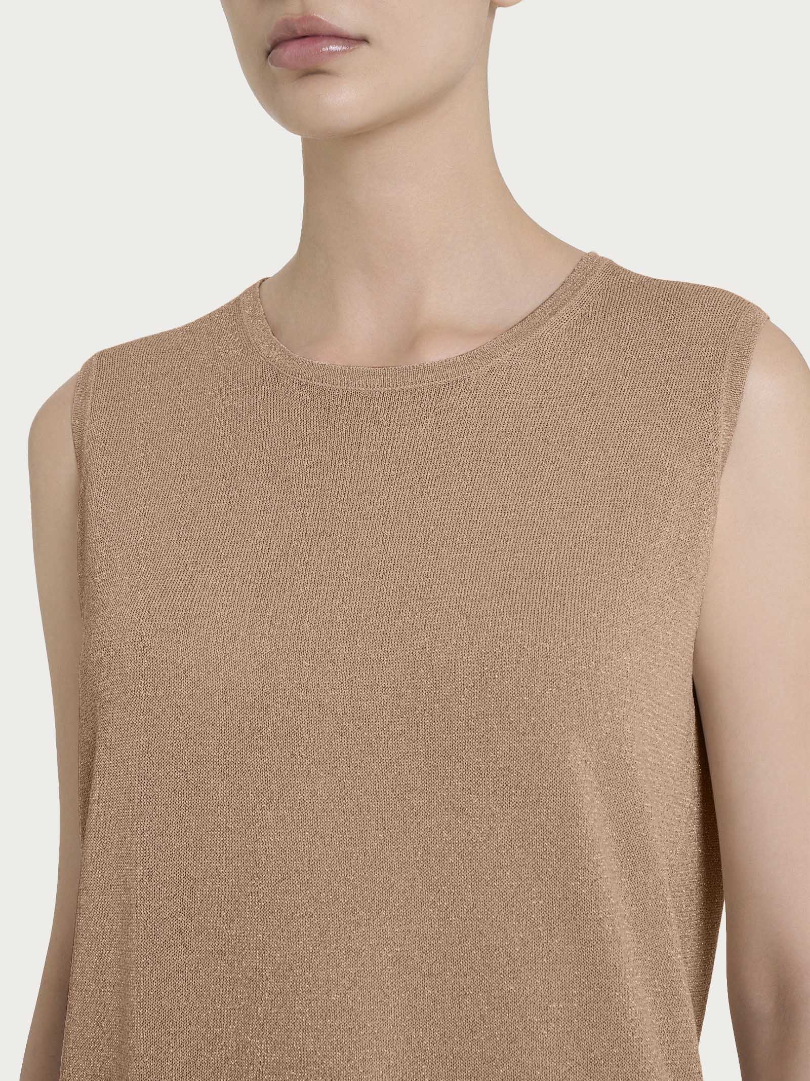 Ragno Maglia smanicata Crêpe Lurex Warm Taupe