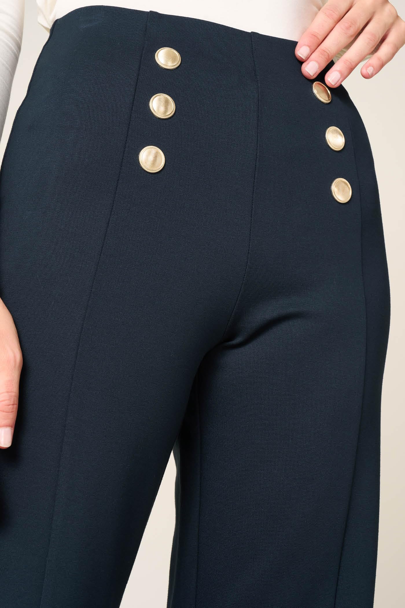 Goldenpoint Wide Leg Pantaloni Viscosa Bottoni Svasati