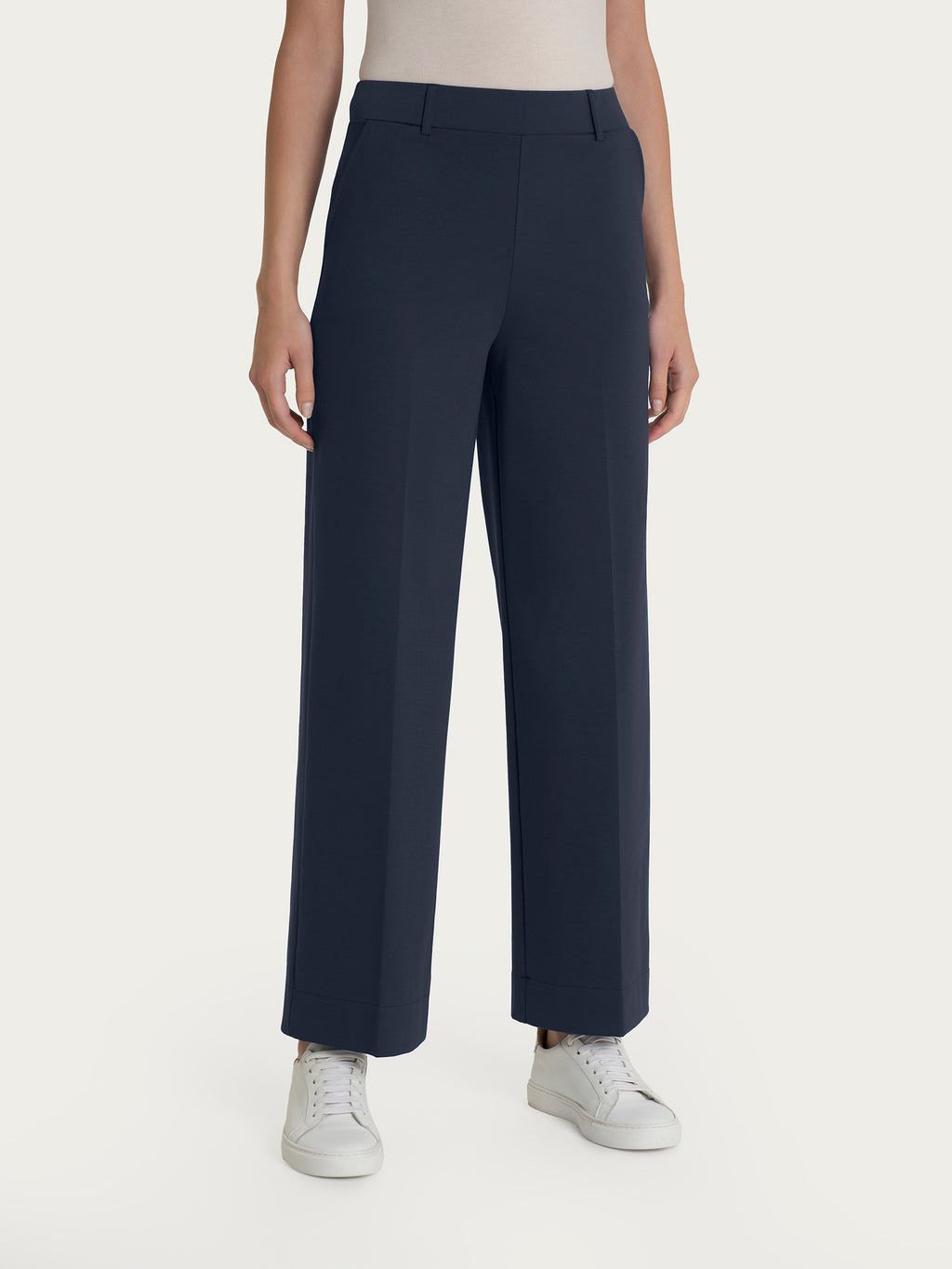 Ragno Compact Light pantalone cropped blu gamba larga