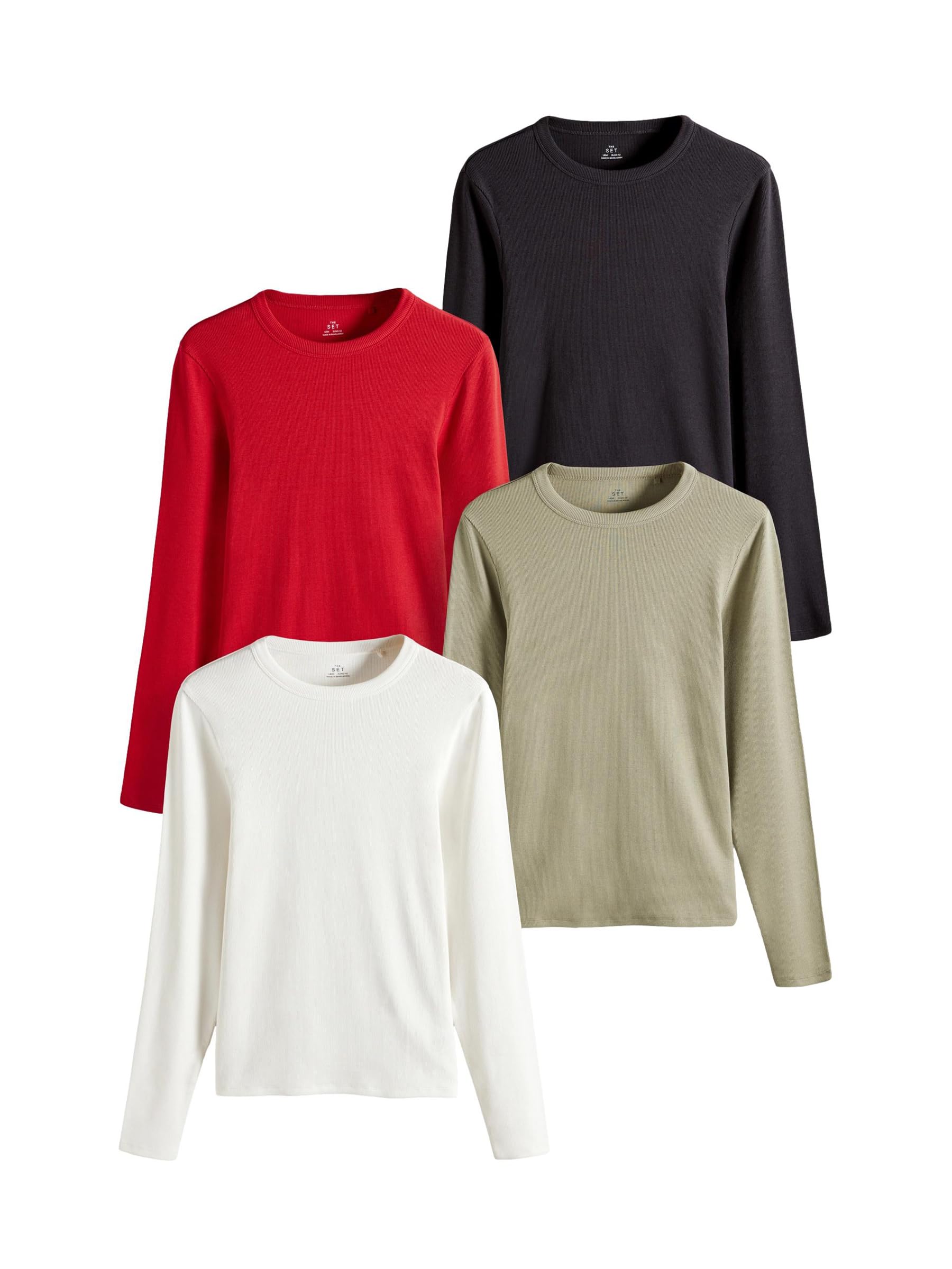 The Set magliette coste maniche lunghe 4 pezzi girocollo