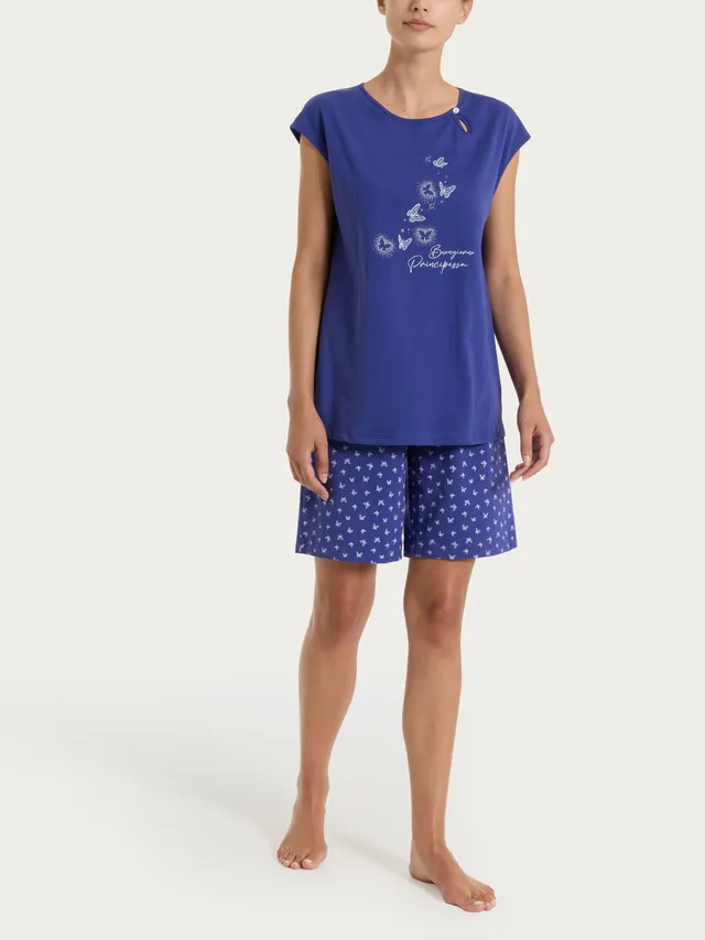 Ragno Jersey Cotone Pigiama Corto Fant. Navy Blue farfalle