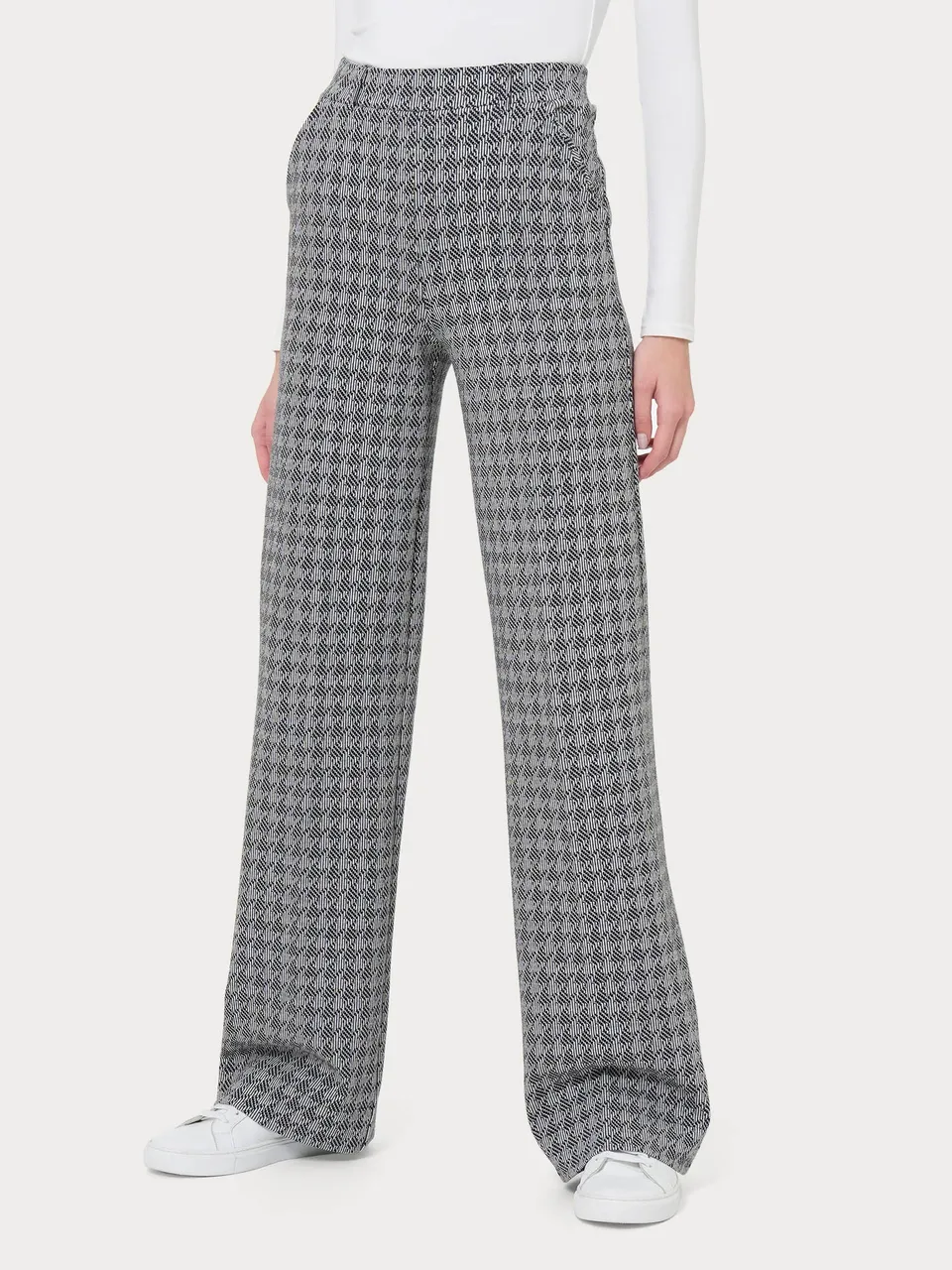 Ragno Compact The Wide Leg pantalone palazzo Fant.Nero pied-de-poule