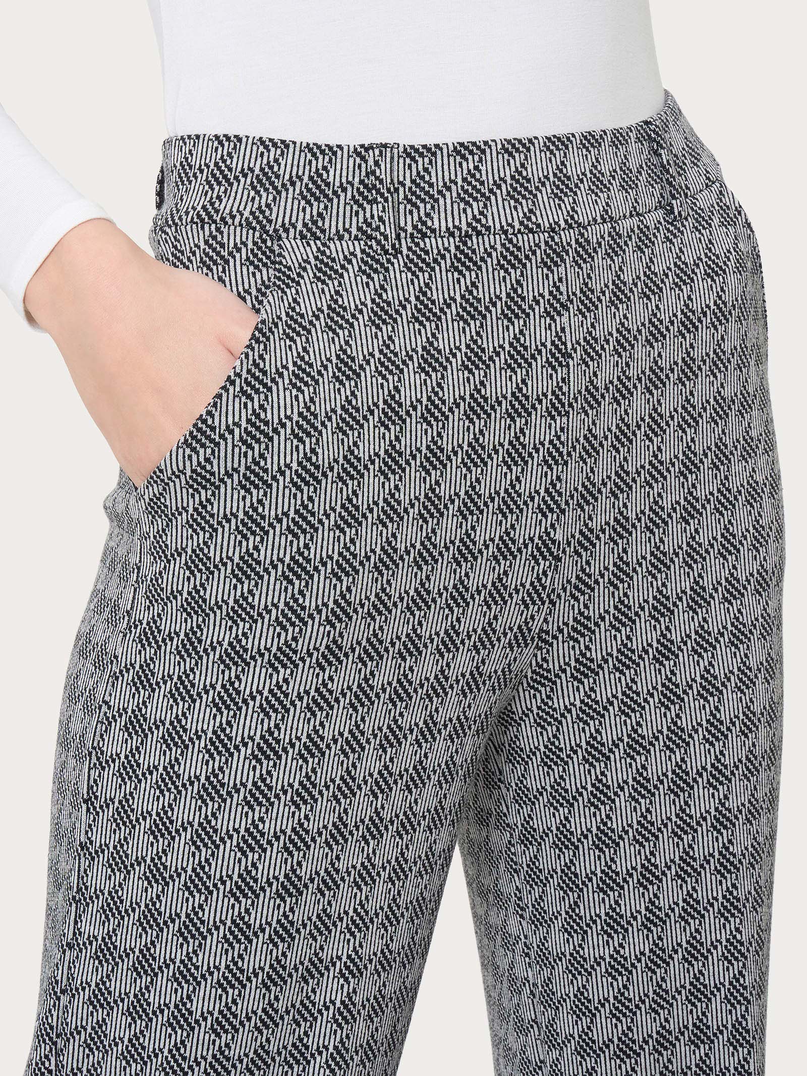 Ragno Compact The Wide Leg pantalone palazzo Fant.Nero pied-de-poule