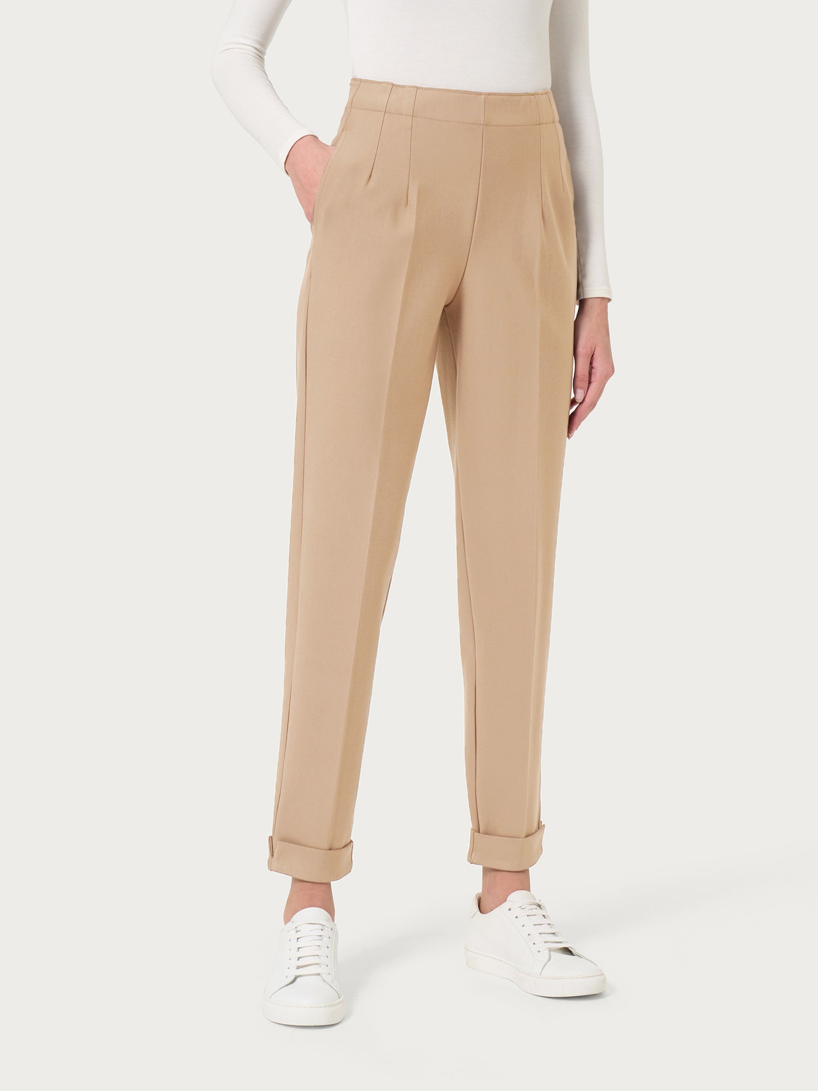 Ragno Compact Pantalone Carrot Irish Cream tapered con tasche