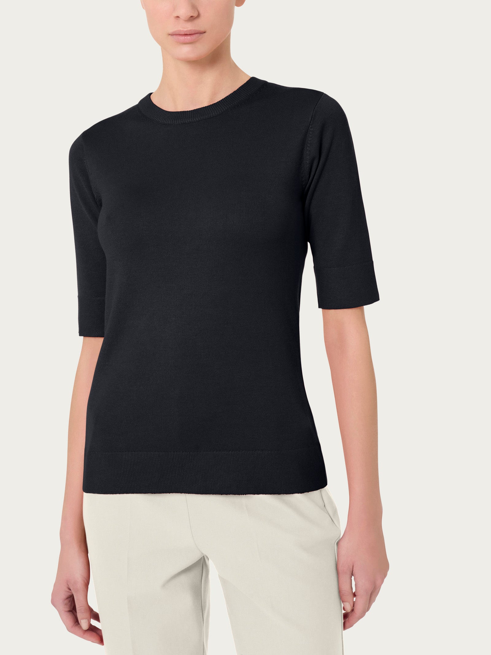 Ragno Four Seasons maglia girocollo manica corta nero 4 stagioni