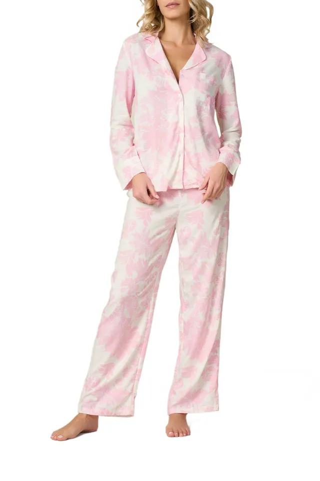Goldenpoint Pigiama Donna Lungo Abbottonato Stampa Foliage