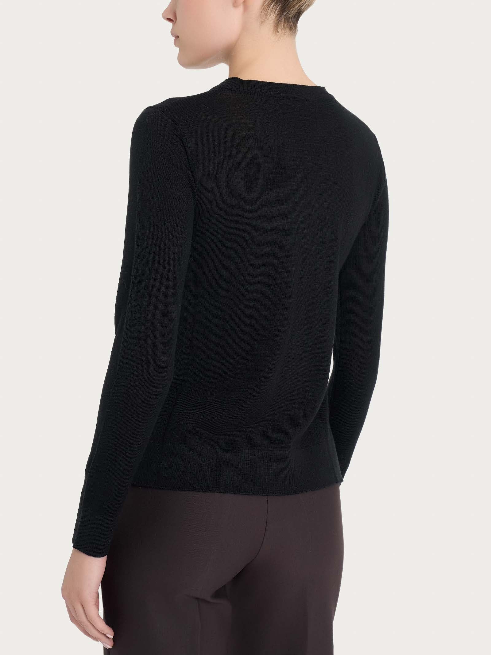 Ragno Merino Soft Girocollo maglia donna nero pura lana