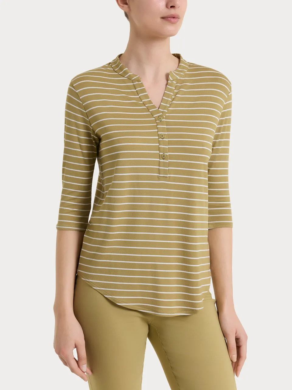 Ragno Summer Light Maglietta Serafino righe Fantasia Khaki