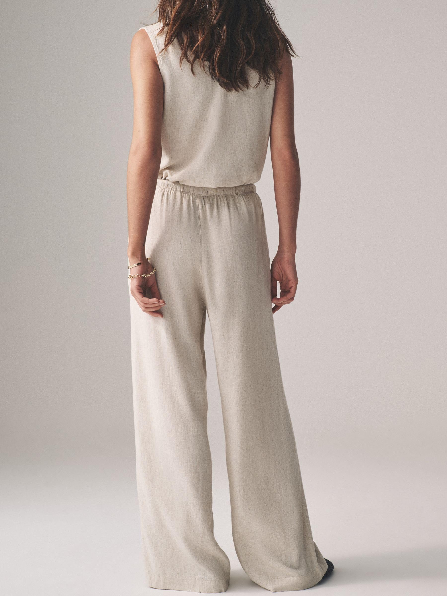 Geo Next The Set pantaloni donna gamba larga lino 3 pezzi