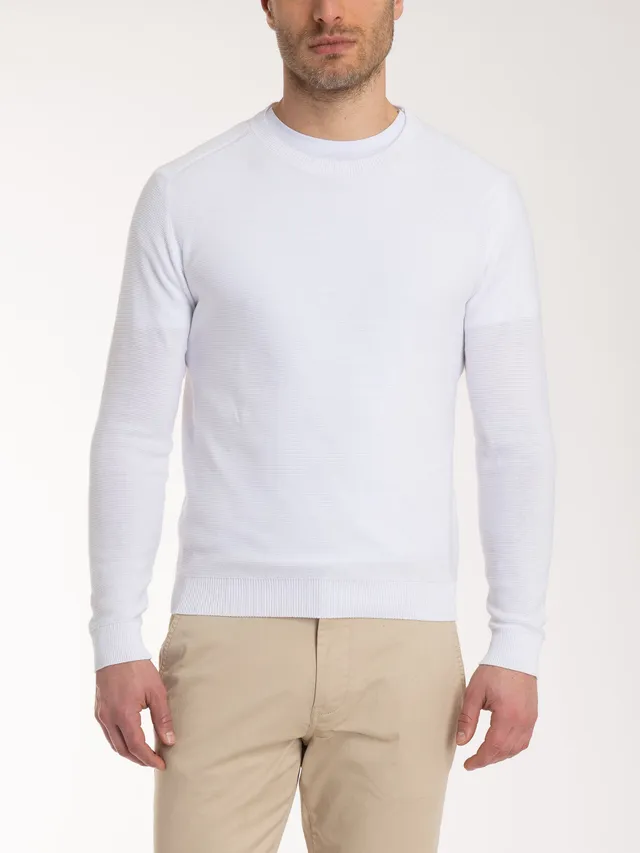 Ragno Puro Cotone Girocollo pullover uomo bianco