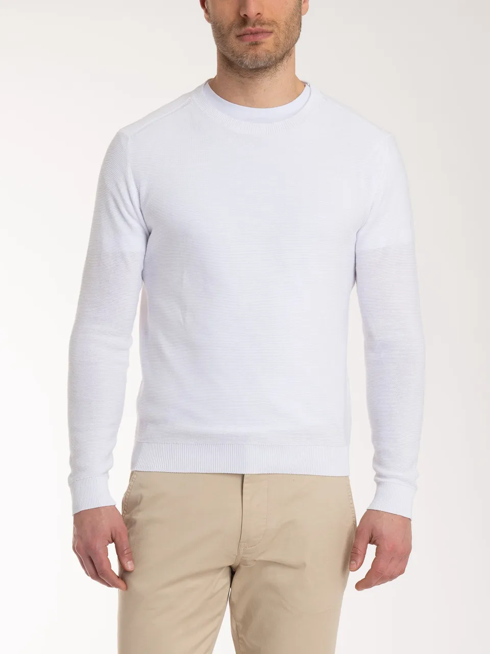 Ragno Puro Cotone Girocollo pullover uomo bianco