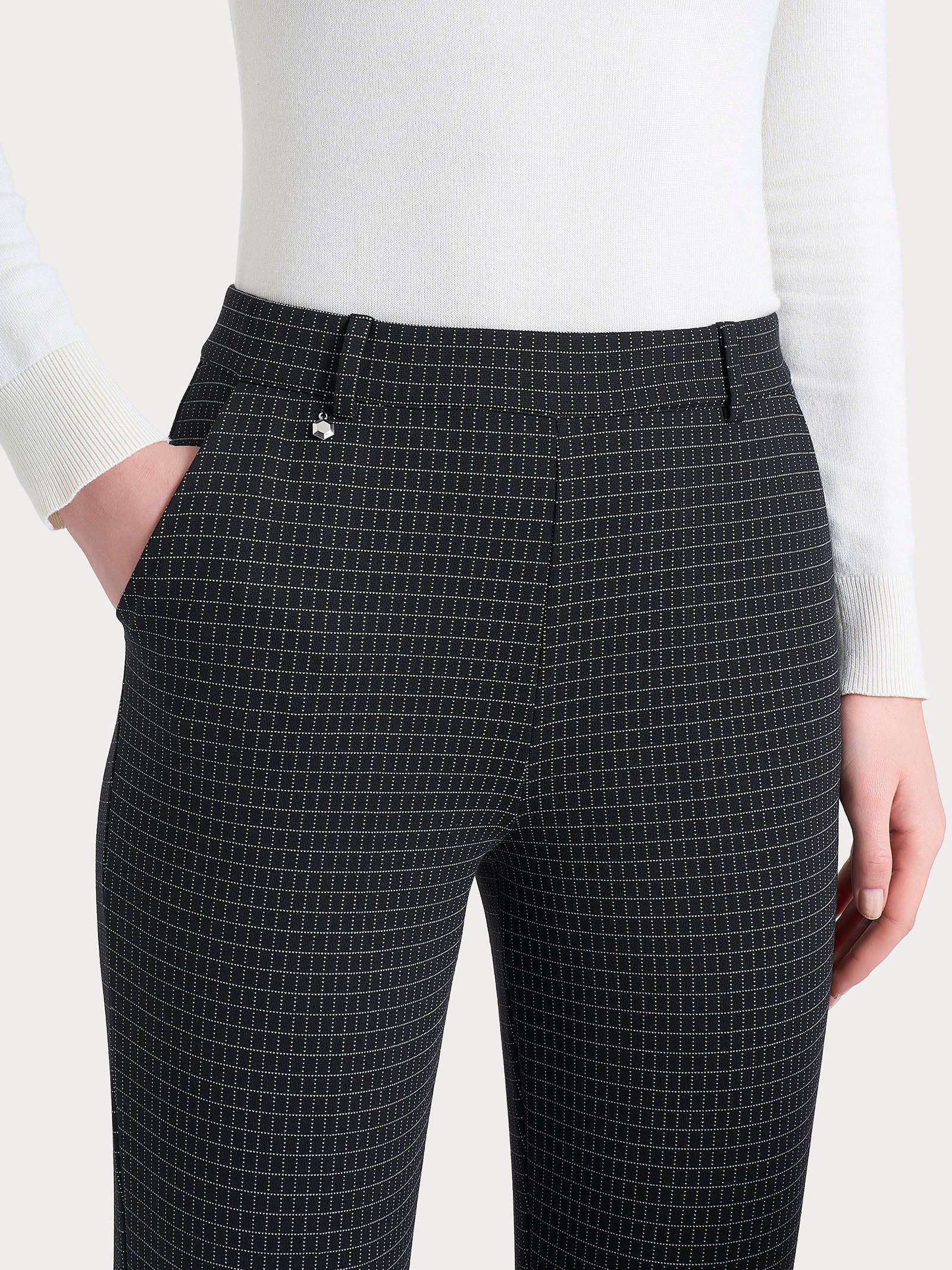 Ragno Eco Jacquard Pantalone dritto check Fant.Nero