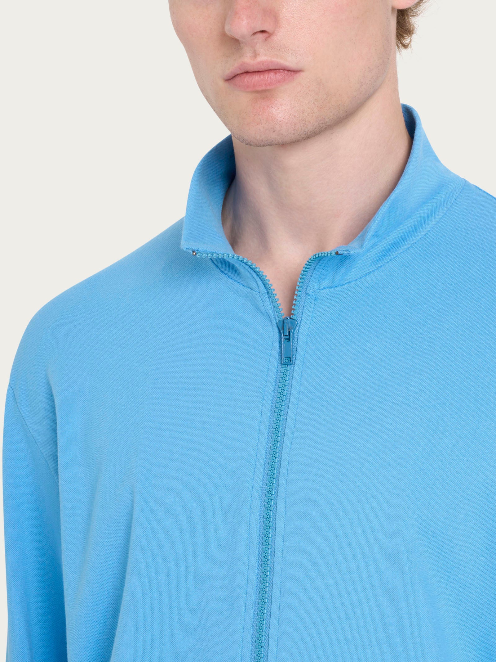 Ragno Eco Cotton pigiama tuta aperta azzurro cotone piquet