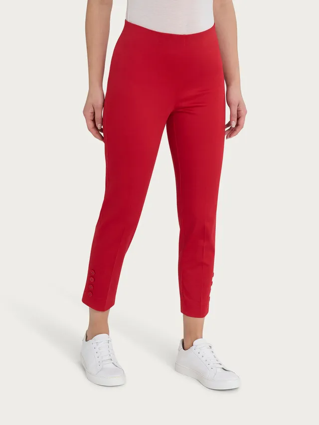 Ragno Satin Power Pantaloni Capri con Bottoni Salsa Fresco