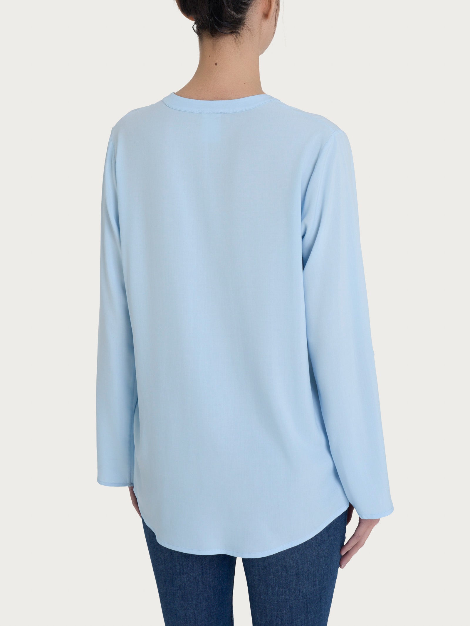 Ragno EcoSeta blusa collo coreana Skyway manica risvoltabile