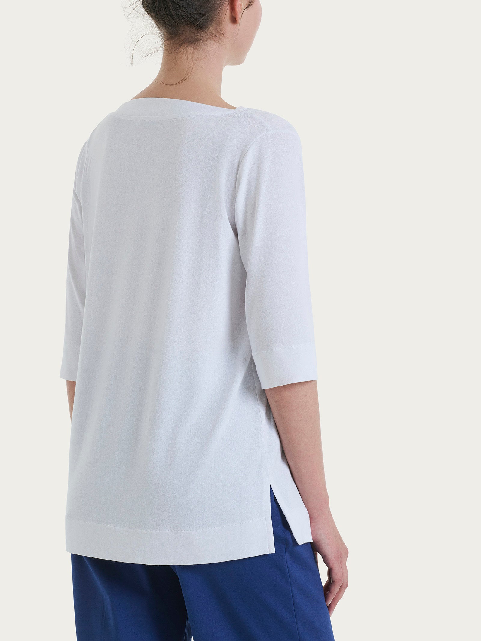 Ragno maglietta scollo barchetta viscosa manica 3/4 Bianco
