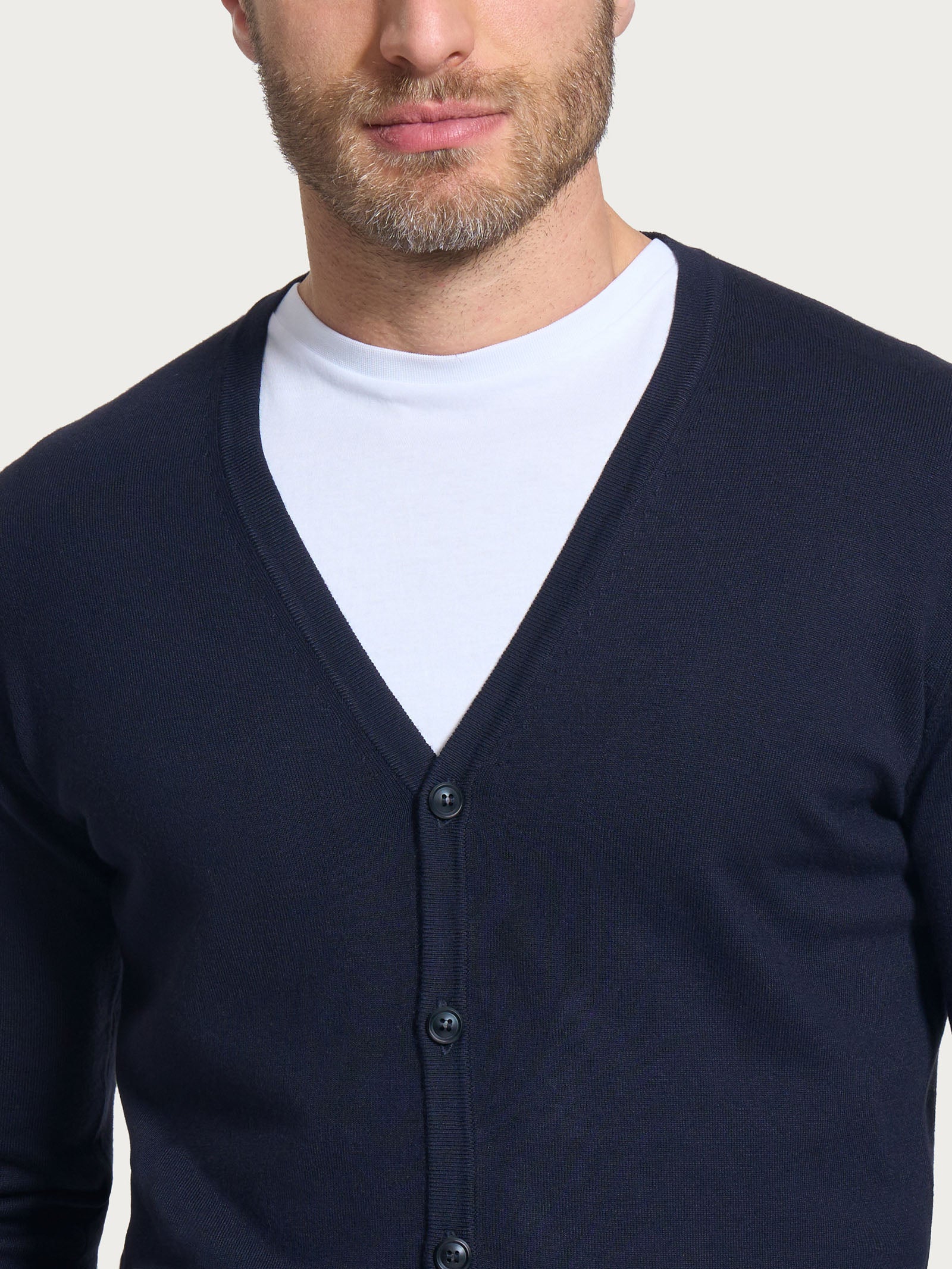 Ragno Four Seasons Cardigan Uomo Bleu Misto Viscosa Bottoni