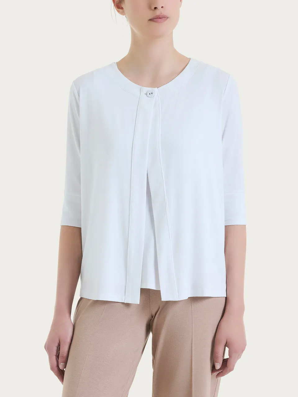 Ragno Cardigan Viscosa Corto Bianco Donna