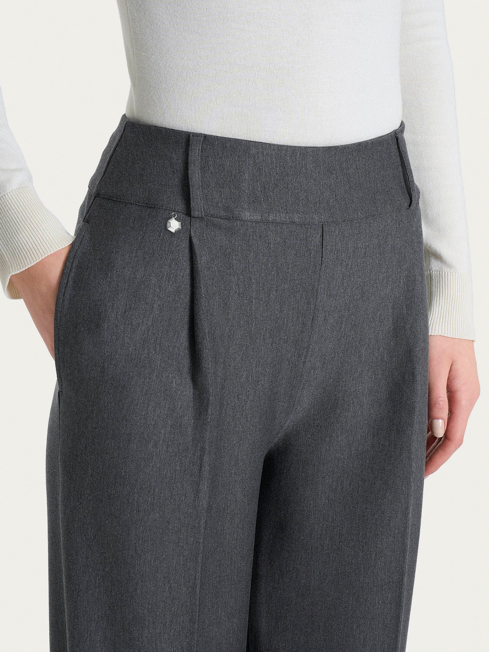 Ragno Compact pantalone carrot Ardesia Mel. con pinces
