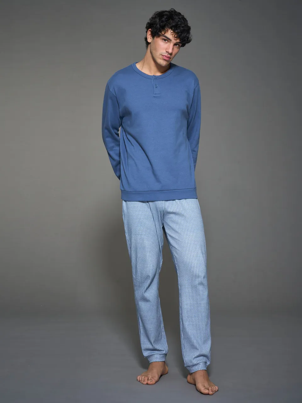 Ragno Pigiama Serafino interlock cotone Fant. Bijou Blue