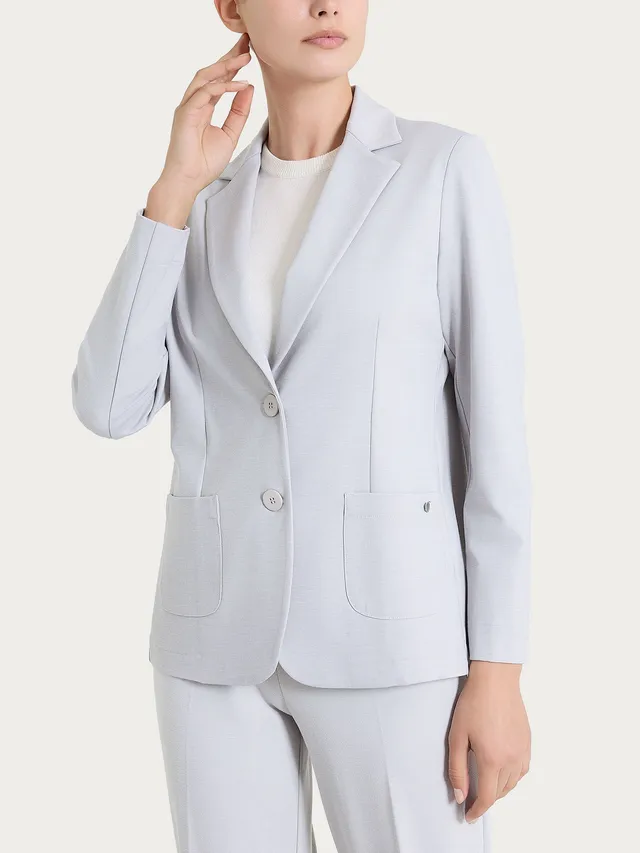 Ragno Cashmere Compact Blazer Donna Ghiaia Mel 2 Bottoni