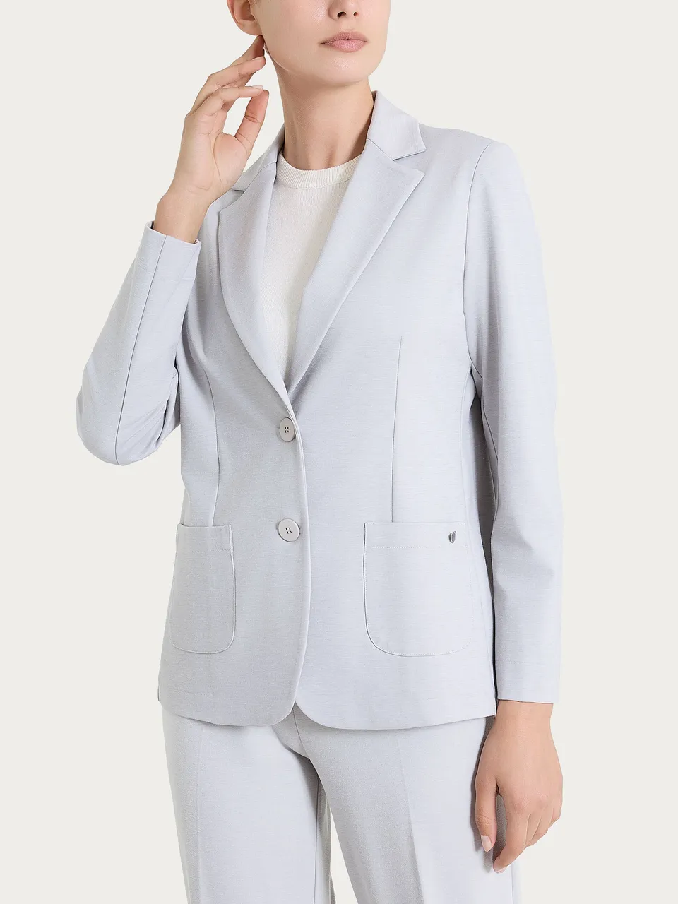 Ragno Cashmere Compact Blazer Donna Ghiaia Mel 2 Bottoni