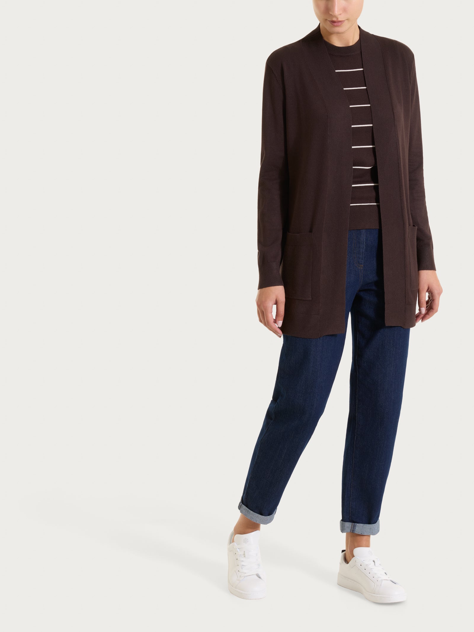 Ragno Four Seasons cardigan bottoni Chocolate viscosa
