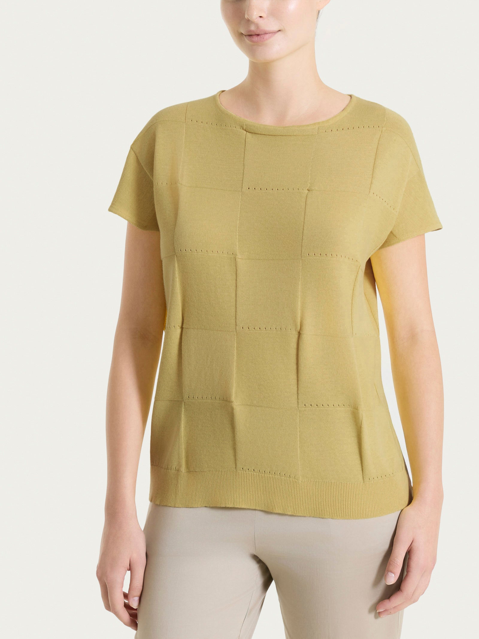 Ragno Puro Cotone Maglia manica corta check Khaki