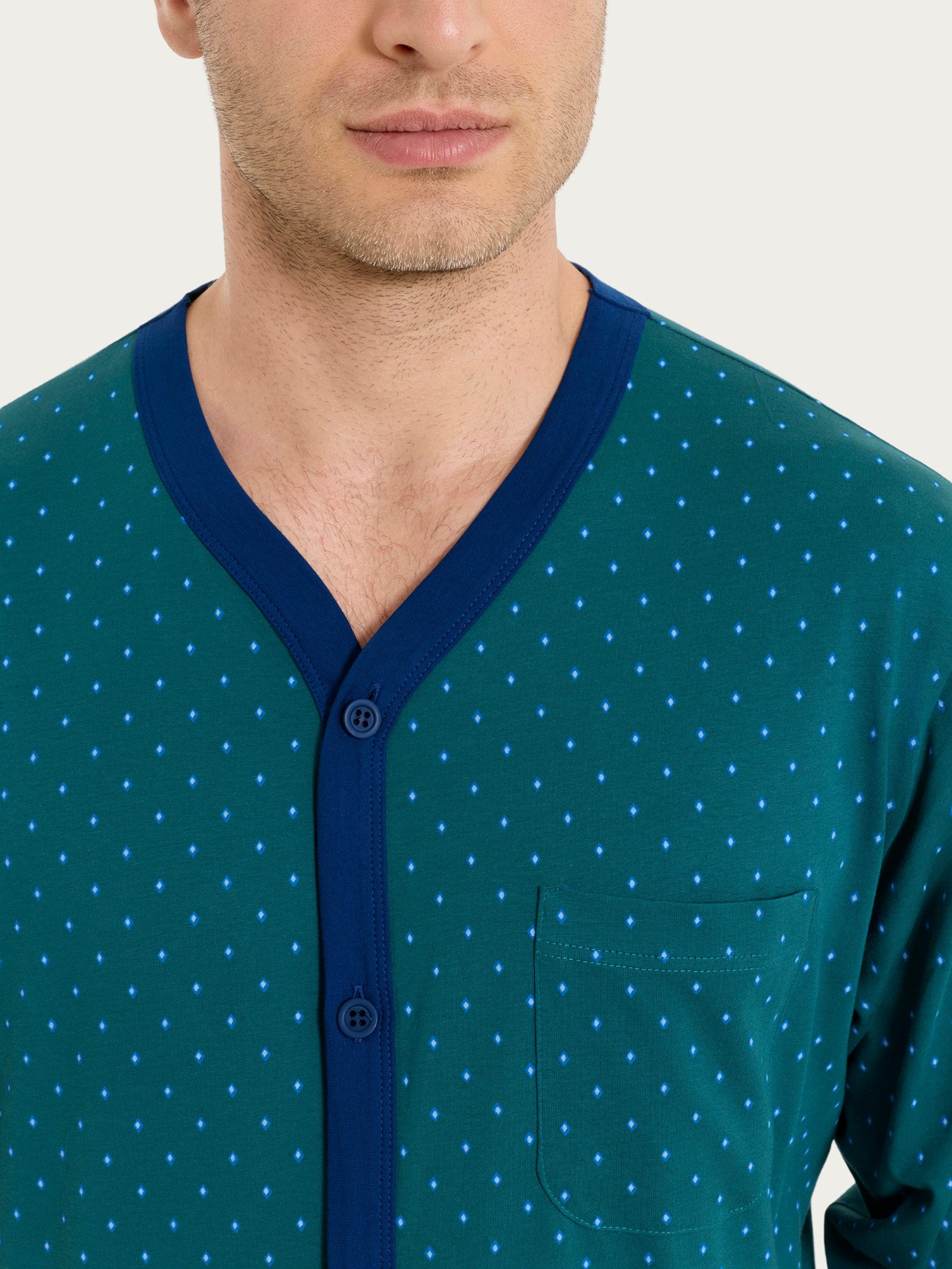 Ragno Jersey Cotone Pigiama uomo aperto bayberry micro rombi