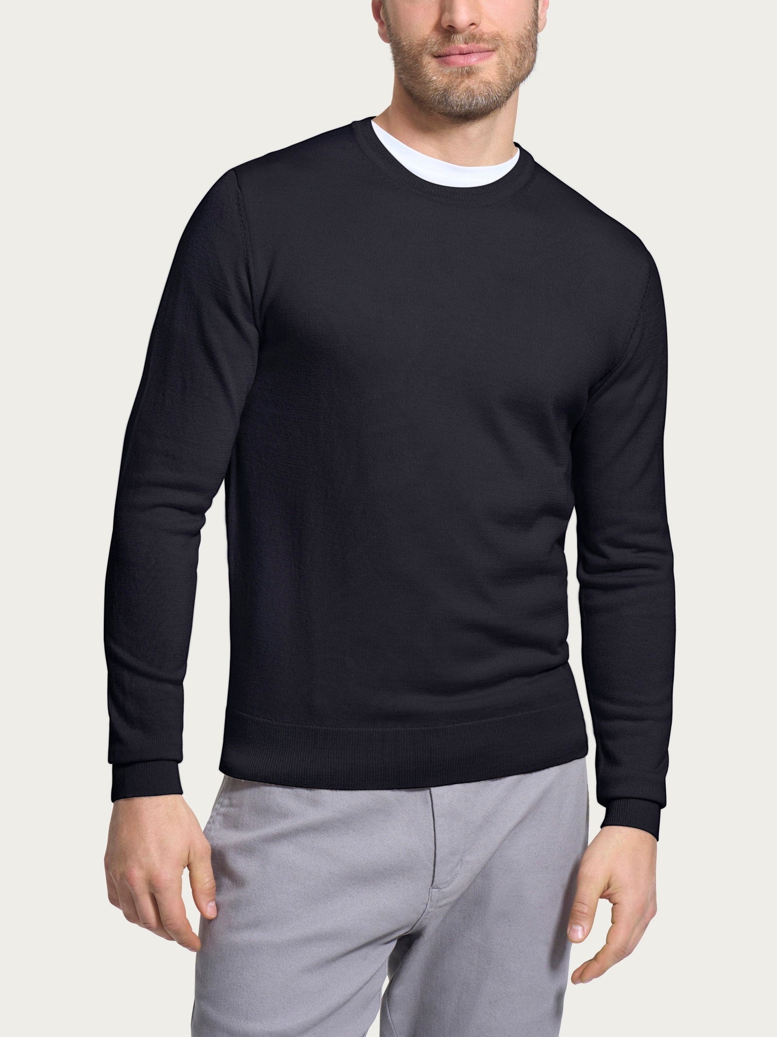 Ragno Merino Soft pull girocollo nero lana
