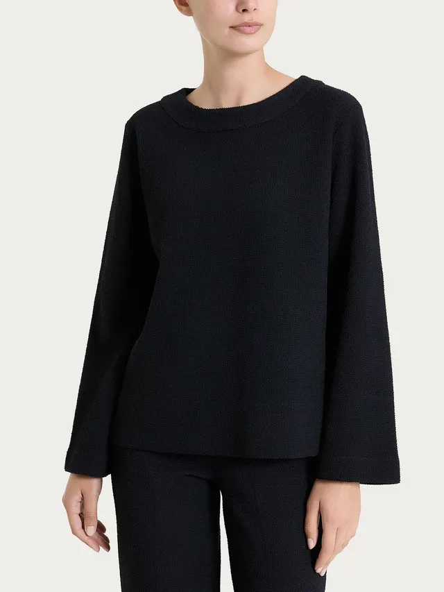 Ragno felpa girocollo Japanese Fleece nera Nero