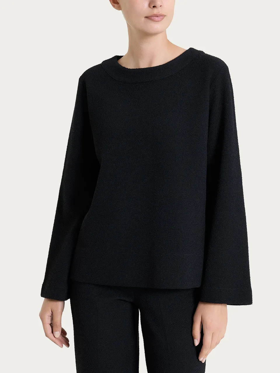 Ragno felpa girocollo Japanese Fleece nera Nero