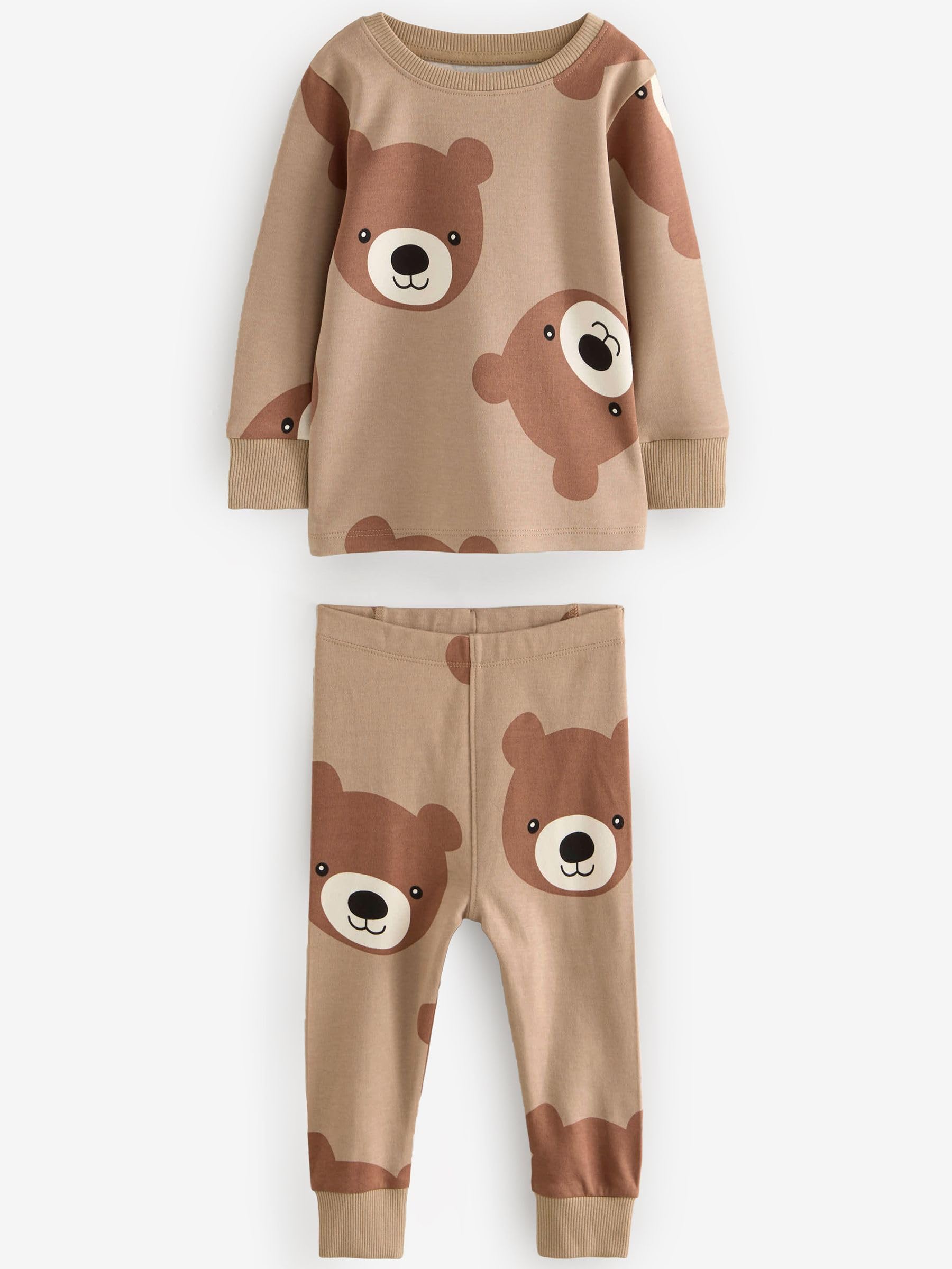 Next pigiami bambino 3 pezzi marrone cotone