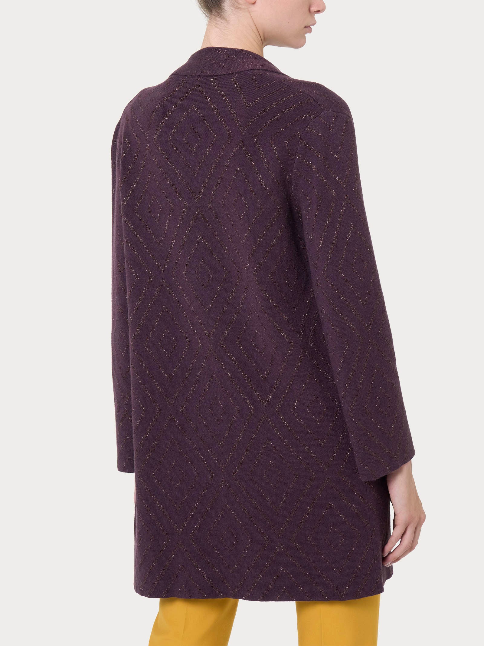 Ragno Super Soft Cardigan Lungo Rombi Cardigan Plum Perfect