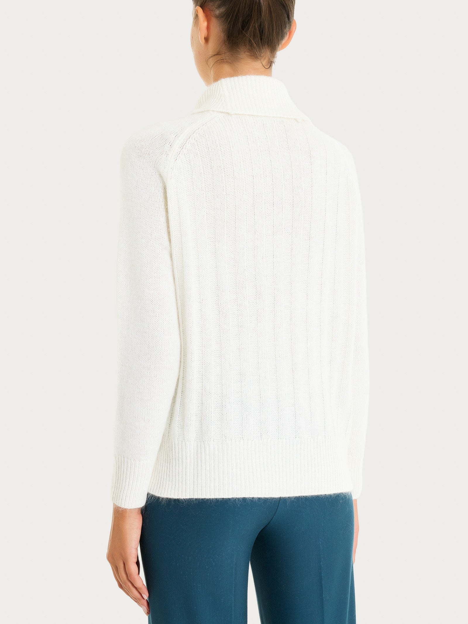 Ragno Natural Soft Dolcevita Coste Maglia Avorio