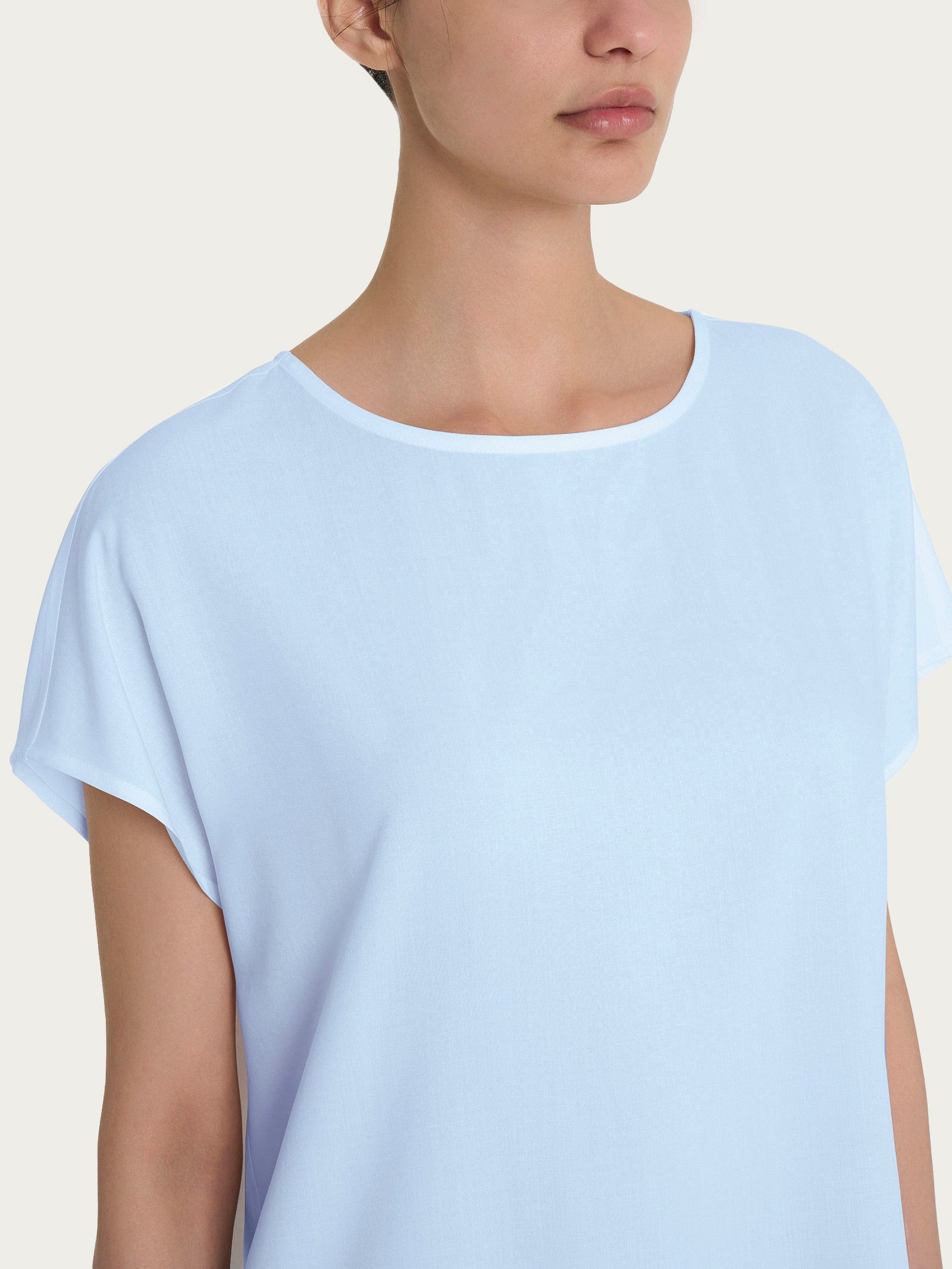 Ragno Ecoseta Blusa Kimono Manica Corta azzurra fluida