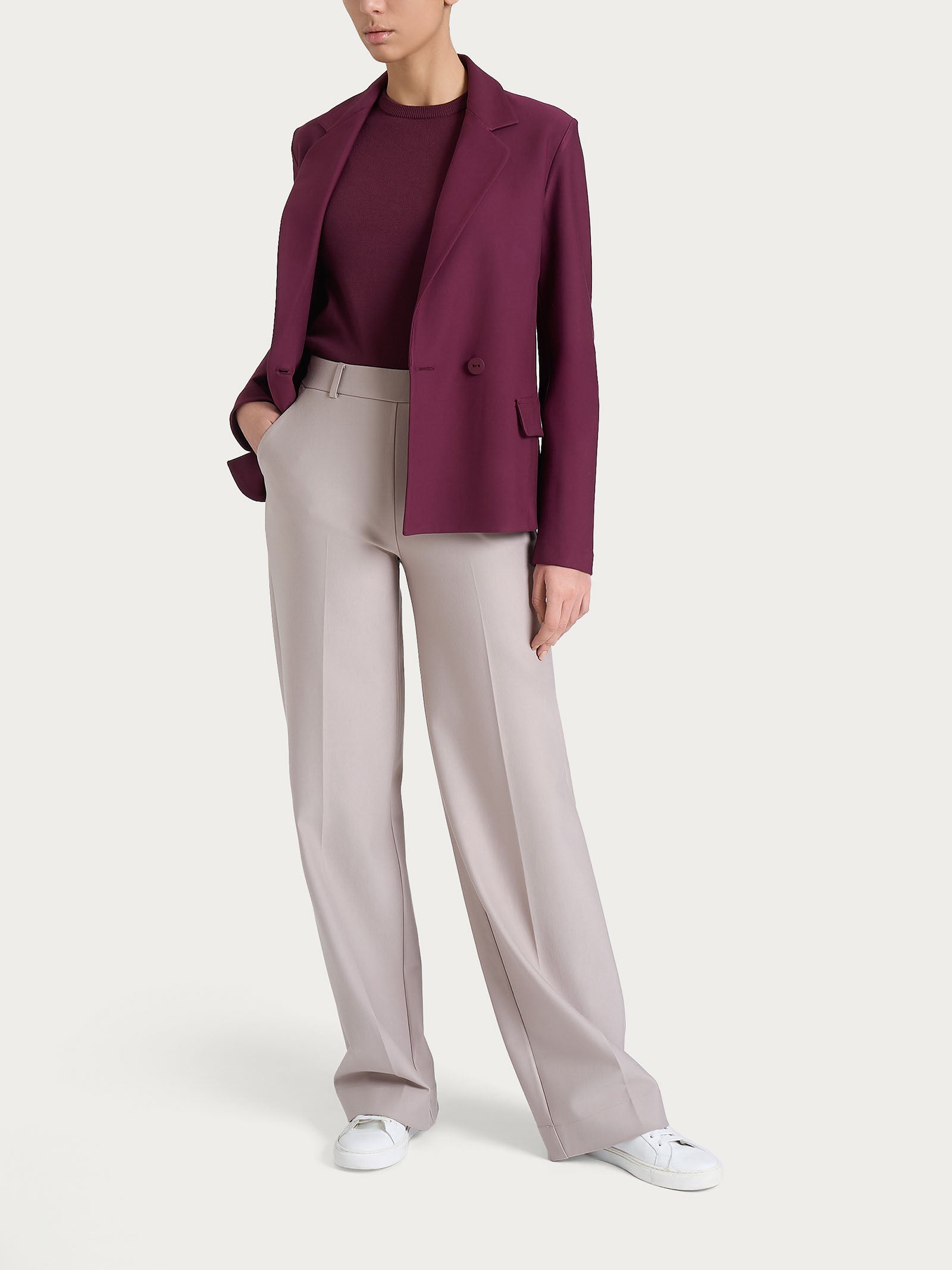 Ragno Compact blazer doppio petto Fig viola elasticizzato