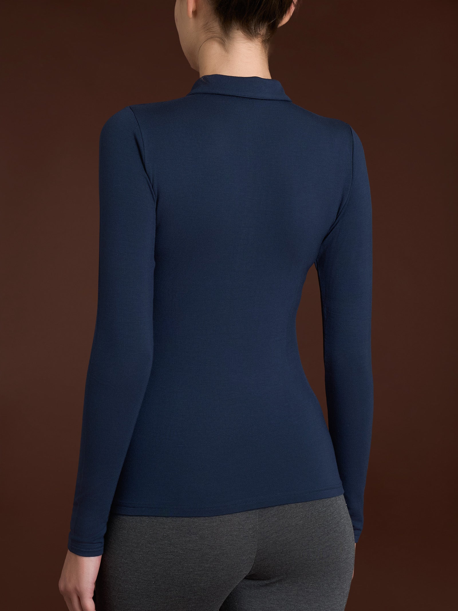 Ragno Eco Viscosa Polo Manica Lunga Bleu Skinny