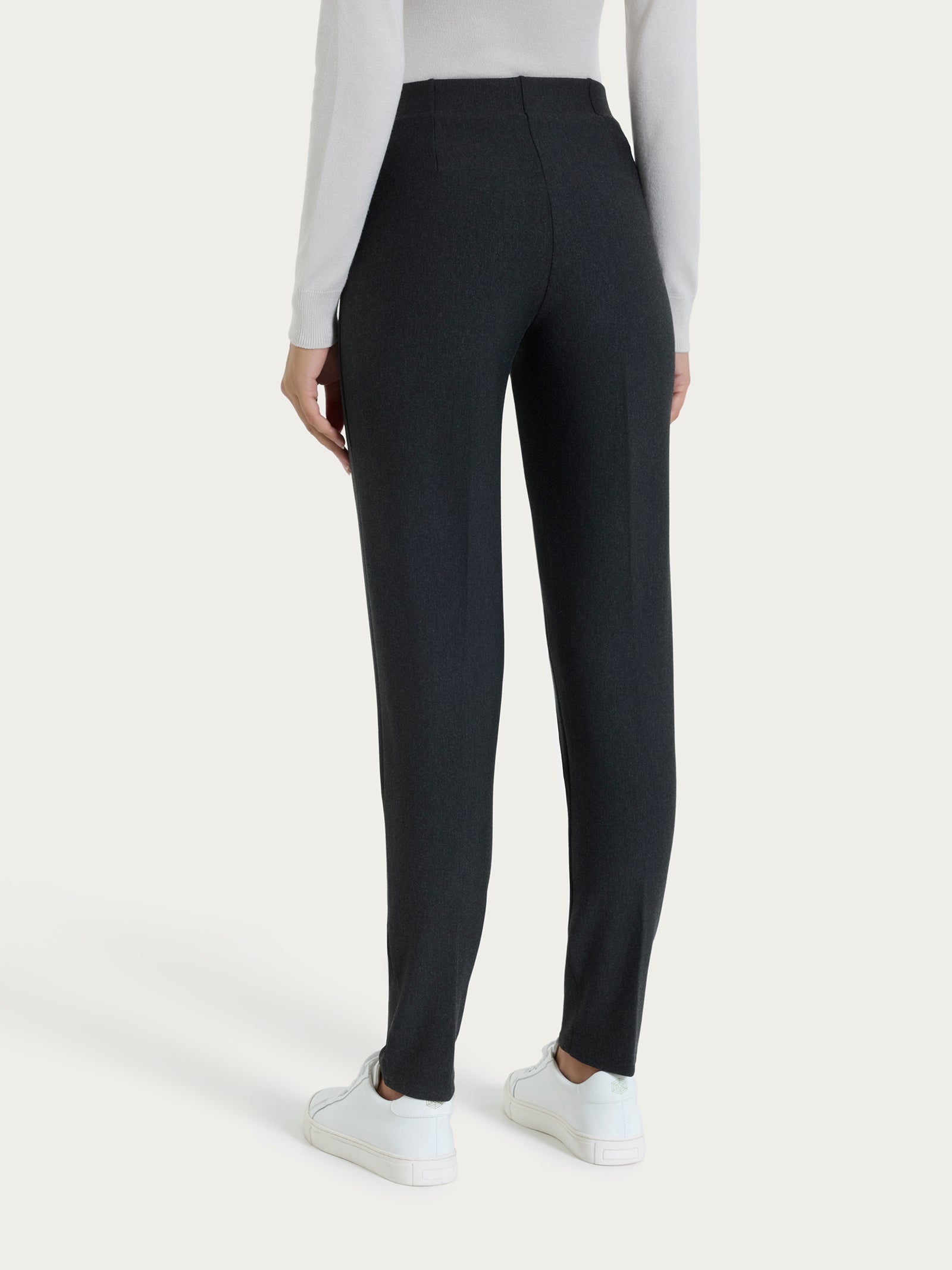 Ragno Compact Pantalone Sigaretta Nero con Risvolto