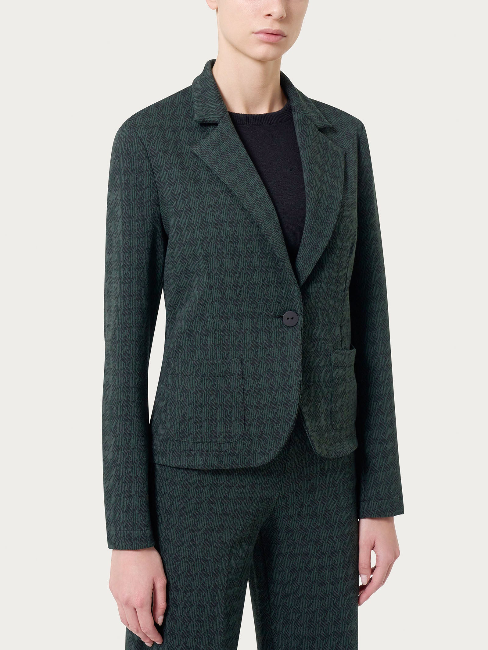 Ragno Compact blazer corto Eco Jacquard Rain Forest