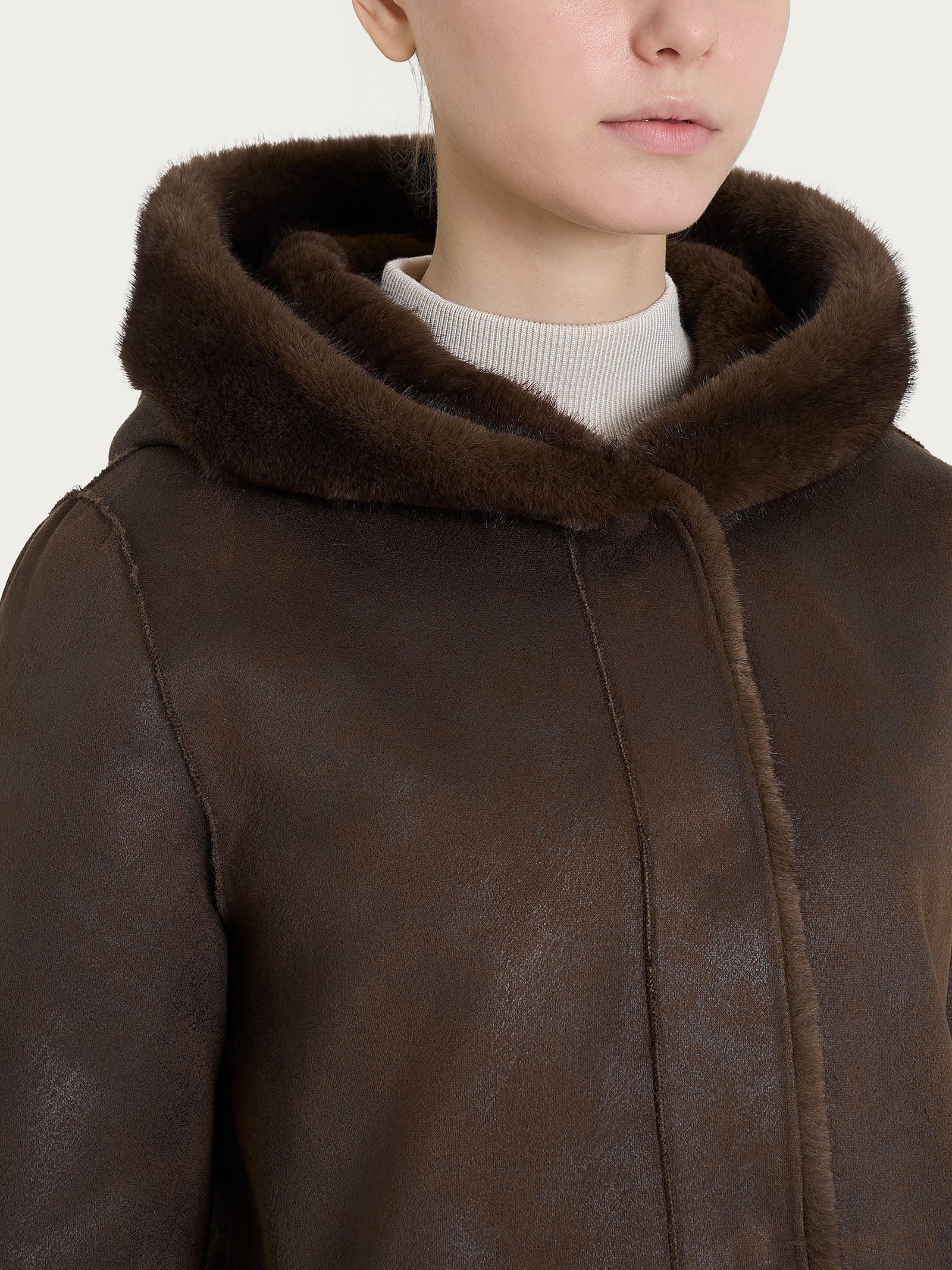 Ragno cappotto double-face Vegan Fur marrone donna