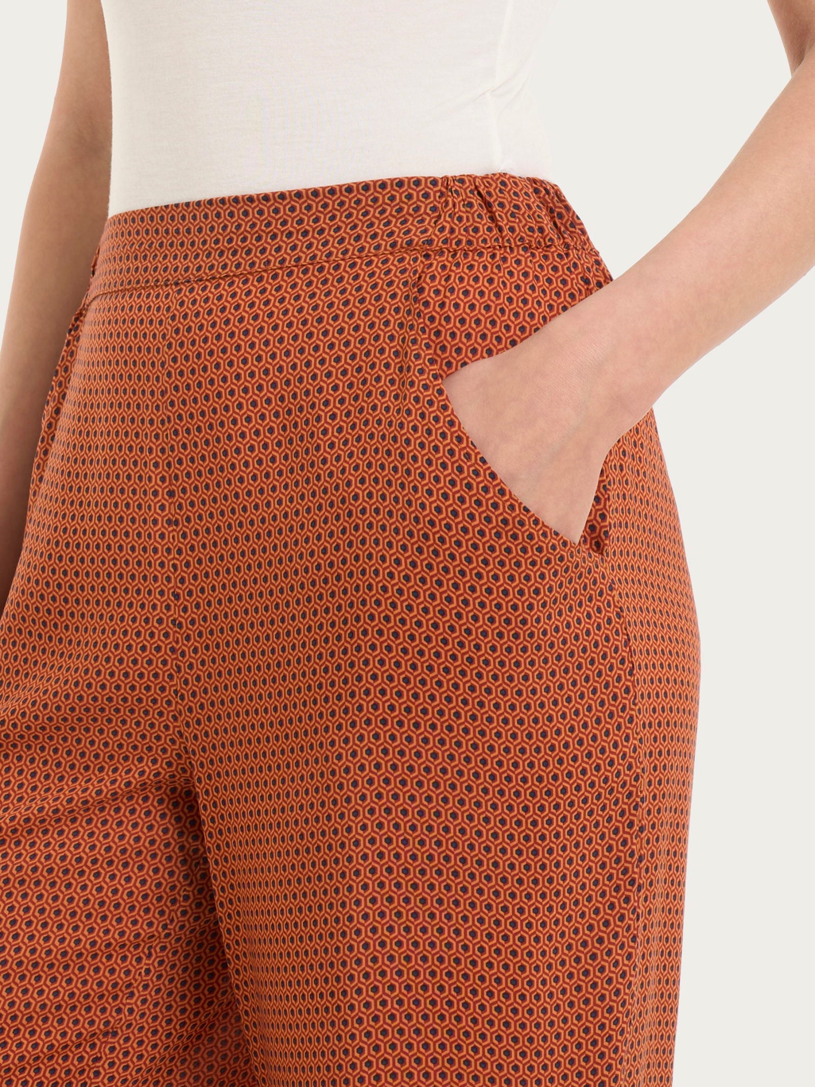 Ragno EcoSeta pantalone ampio Fant. Red Ochre wide leg