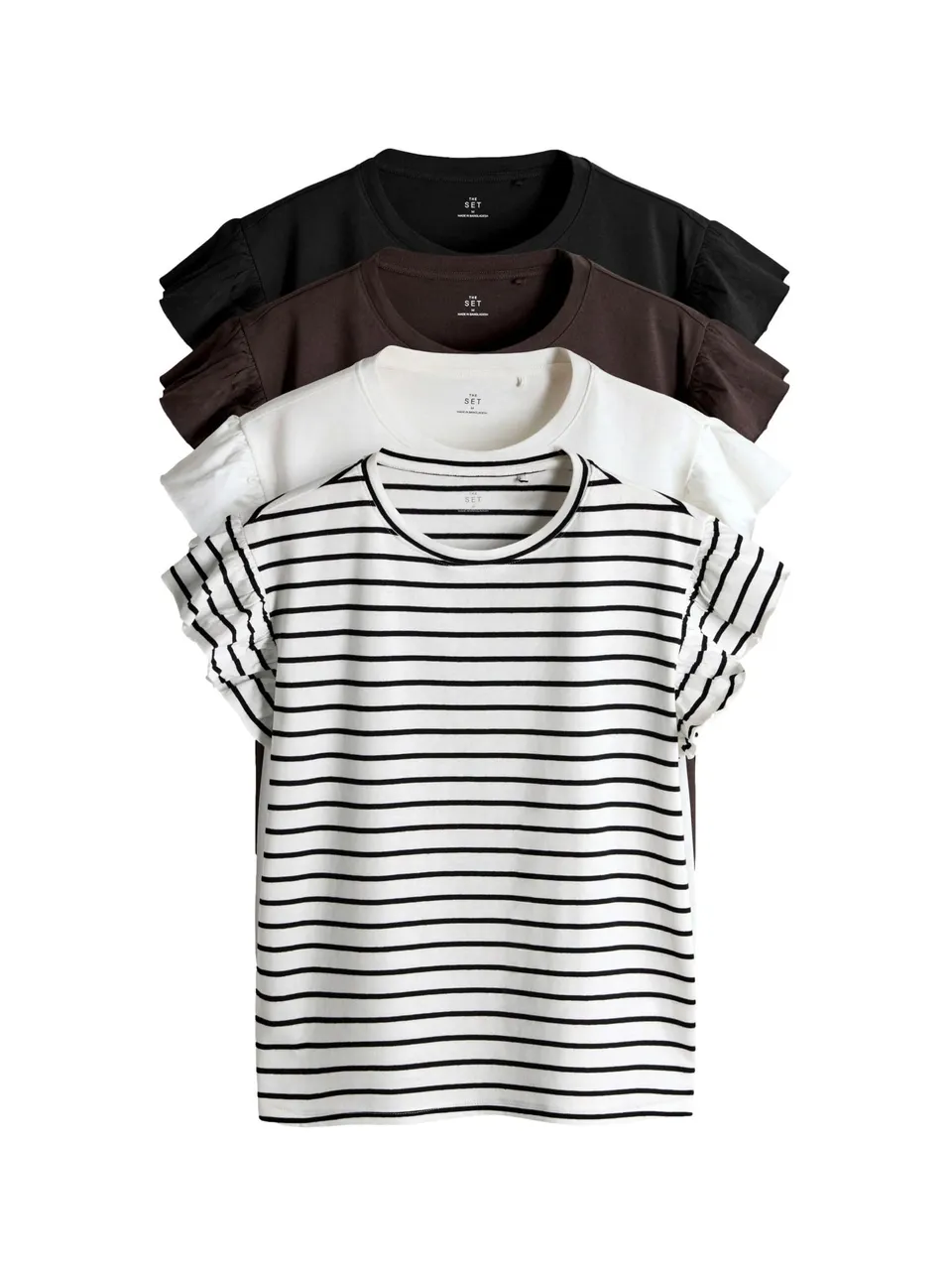 The Set t-shirt donna manica corta con volant 4 pezzi morbide