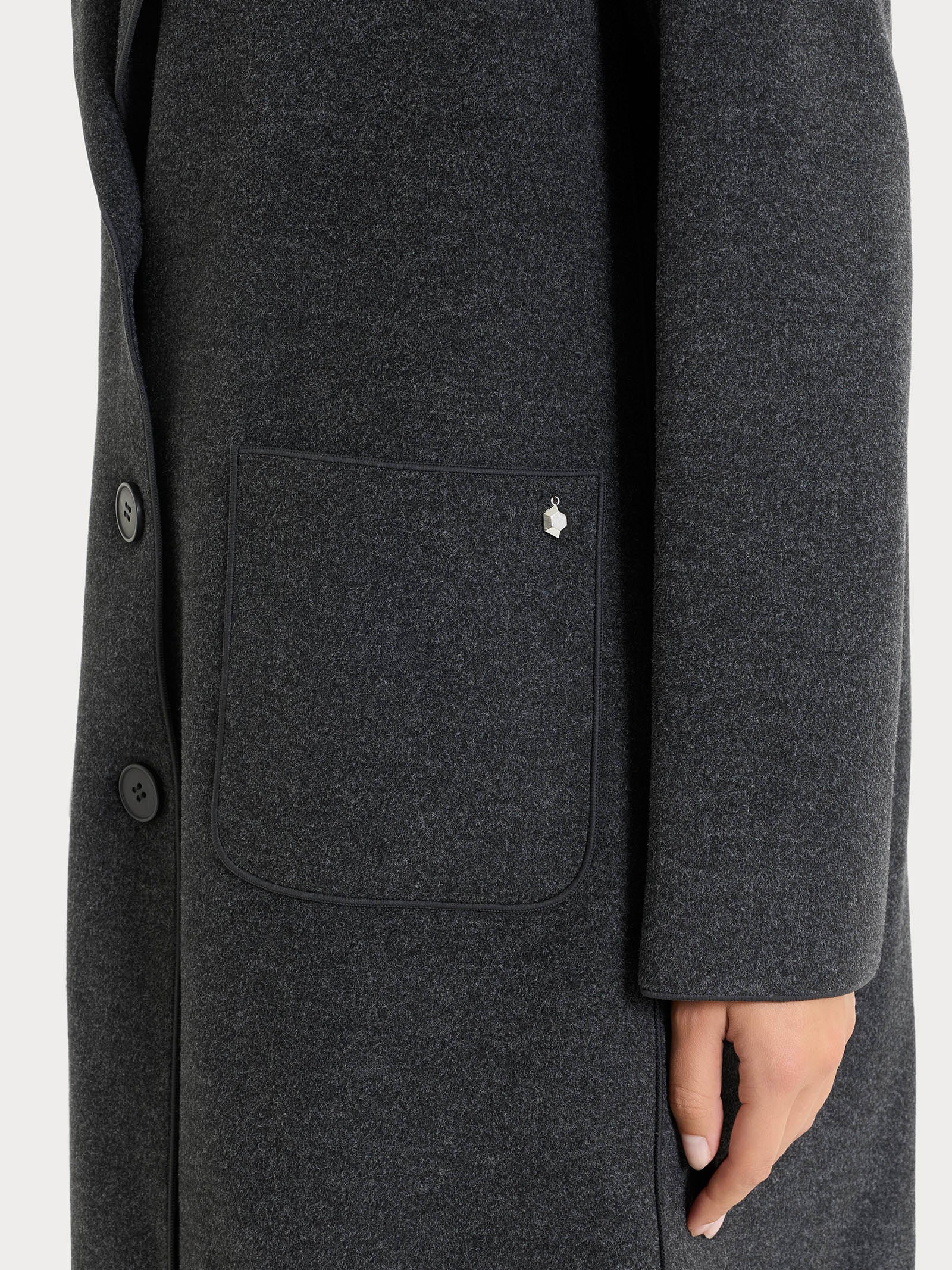 Ragno Vegan Wool cappotto con bottoni donna oscuro mel.