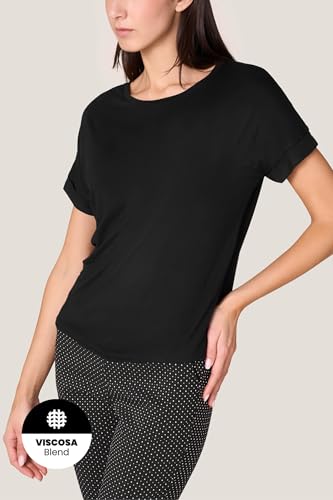 Goldenpoint Maglia Scollo Tondo Manica Corta Risvolto Lunghezza Regolare donna