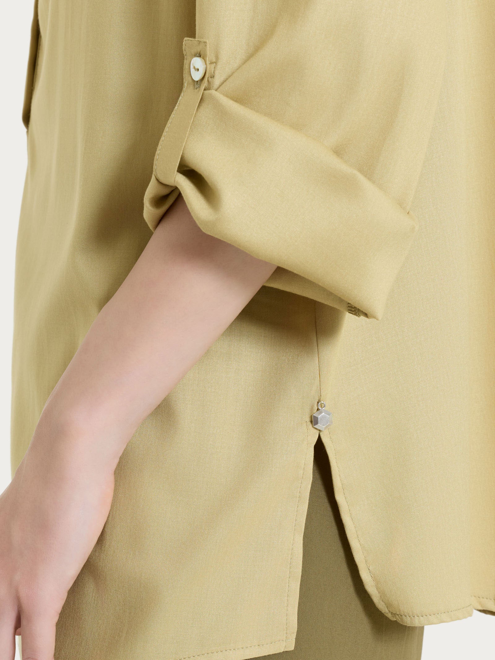 Ragno Voile Stretch Blusa serafino manica lunga khaki