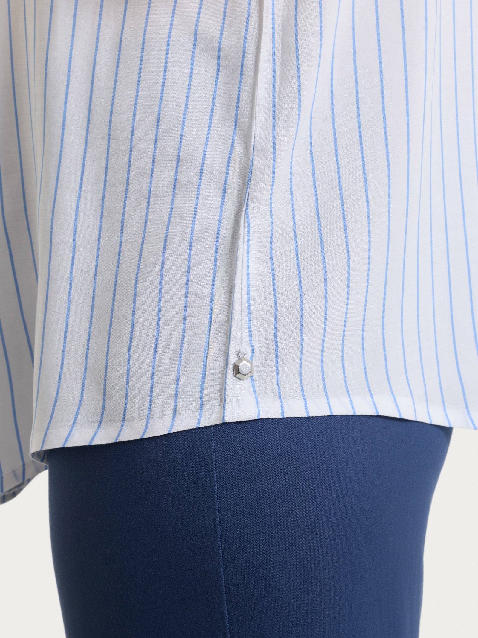 Ragno EcoSeta Camicia a Righe Manica Corta Blu