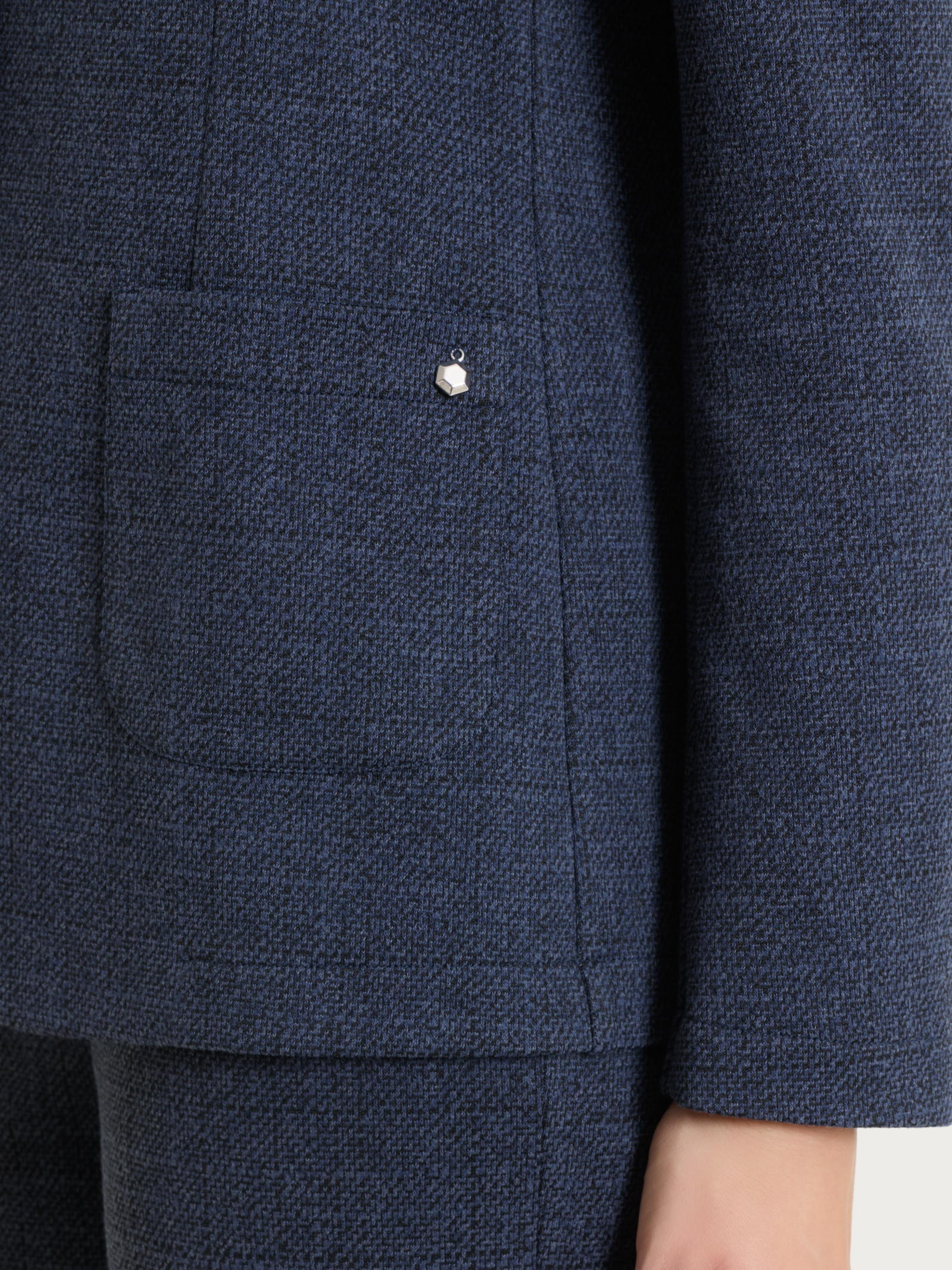 Ragno Compact Blazer Due Bottoni Jacquard Blu Tweed